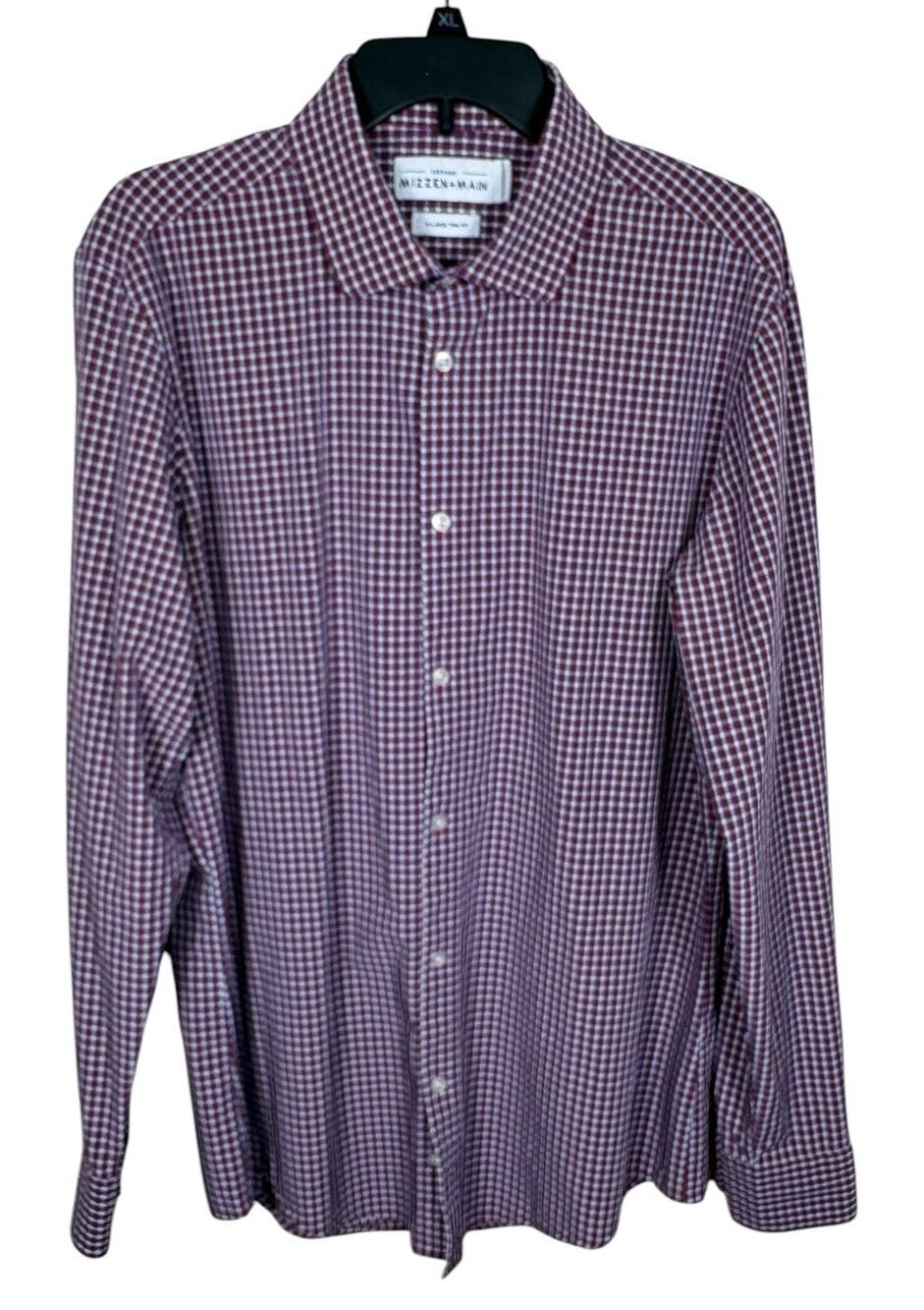 Mizzen‎ + Main Leeward Trim Fit Gingham Check Button Up Shirt Men’s Size XL